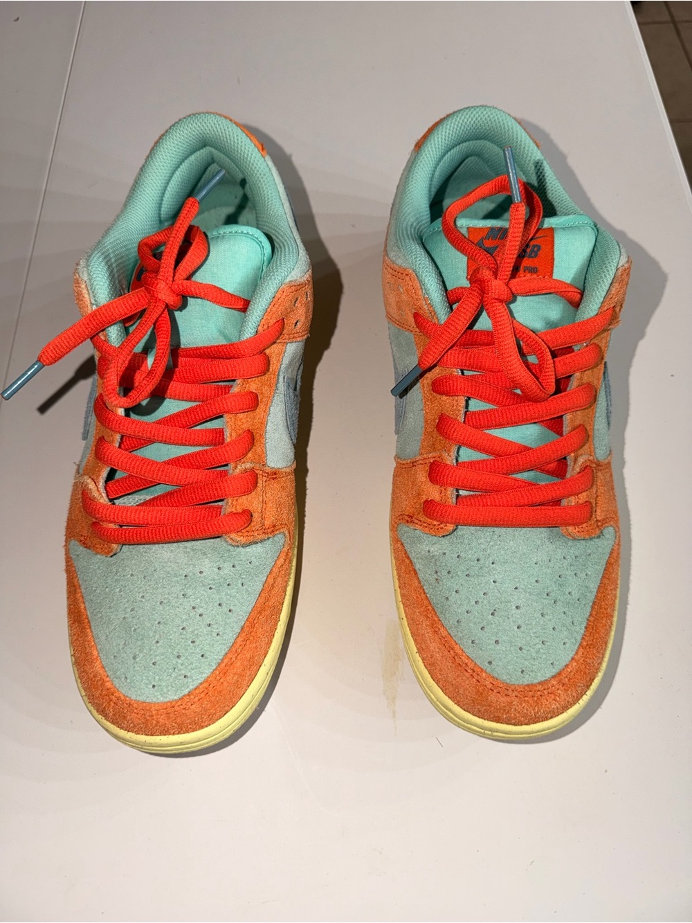 Nike SB Dunk Low Pro Noise Aqua Orange Suede DV5429-800 Size 10.5